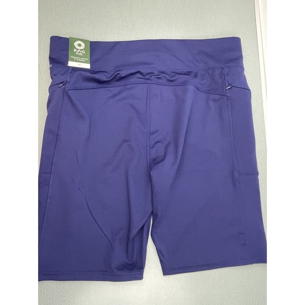 RAG Plus Navy Blue Womens High Waist 9" Inseam Shorts Stretch Zip Pockets 3X - Picture 8 of 11